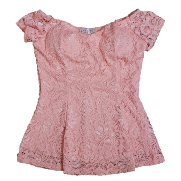 Papaya Tops - Papaya peach cored lace looking shirt. Size S. Super cute! EXCELLENT CONDITION!